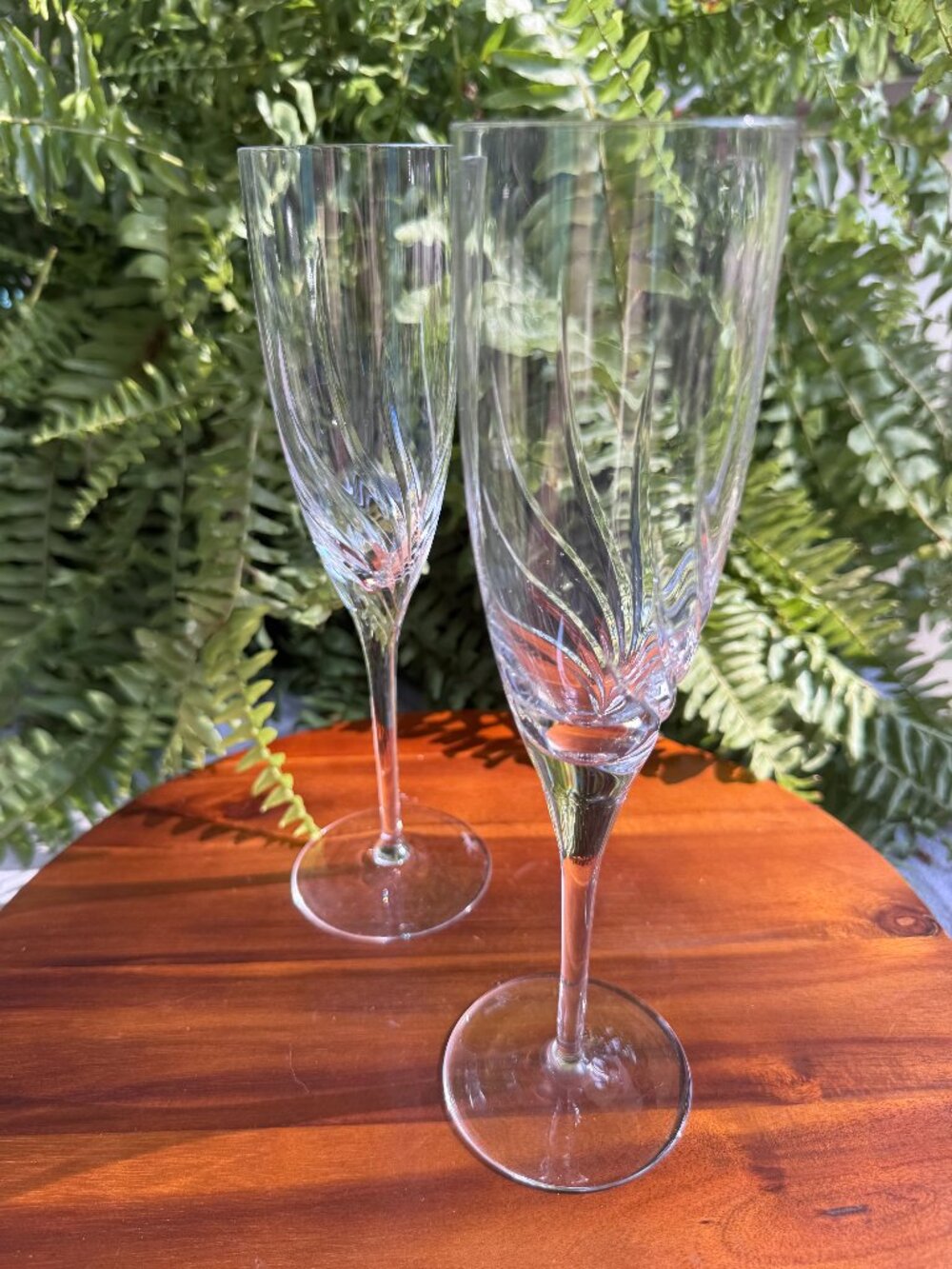 Set of 2 Vintage Miller Rogaska Juliet Cut Crystal Champagne Flutes